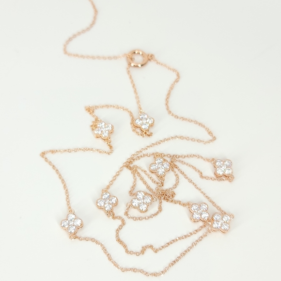 NEW Clover Pave Double Sides CZ Choker Necklace - Picture 9 of 16